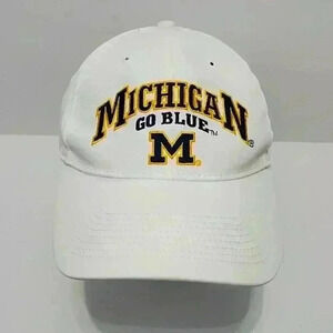 Michigan "Go Blue" M White/Gold Baseball Style Hat, Preloved, sz O/S